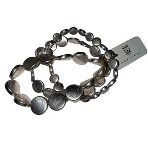 NWT Wrapsody Silver Beaded Stretch Bracelets (Set of 3)